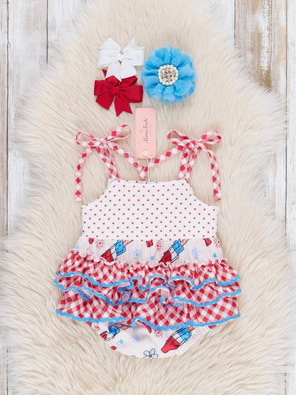 Red, White & Blue Gingham Popsicle Ruffle Bubble