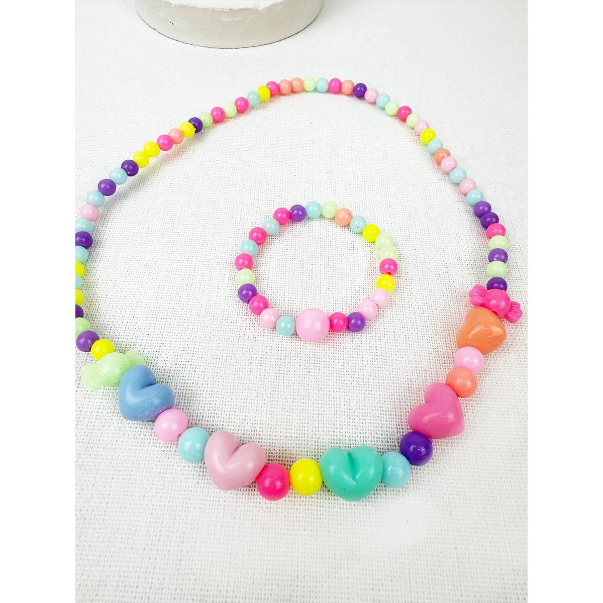 Girls Sweet Heart Necklace and Bracelet Set