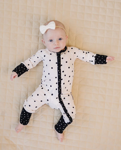 Bamboo Zip Romper | Classic Polka