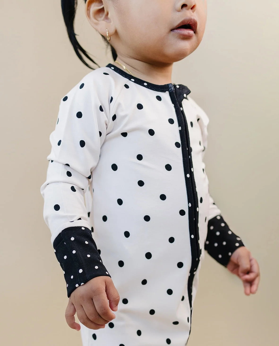 Bamboo Zip Romper | Classic Polka