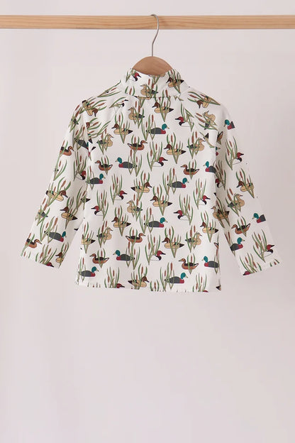 Duck Embroidery Half-Zip Pullover