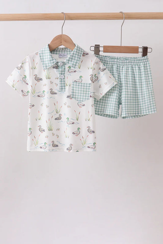 Green Duck Knit Short Set
