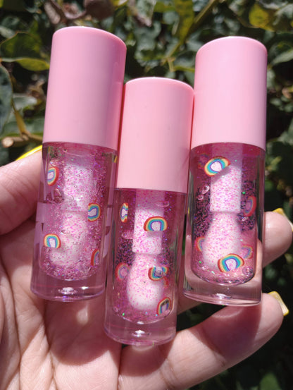 Pink Rainbow Glitter Lip Gloss
