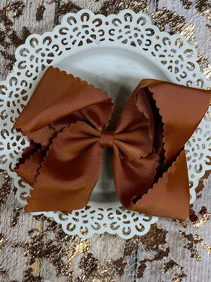 5.5" Oversize Scalloped Hair Bow | Clip or Headband