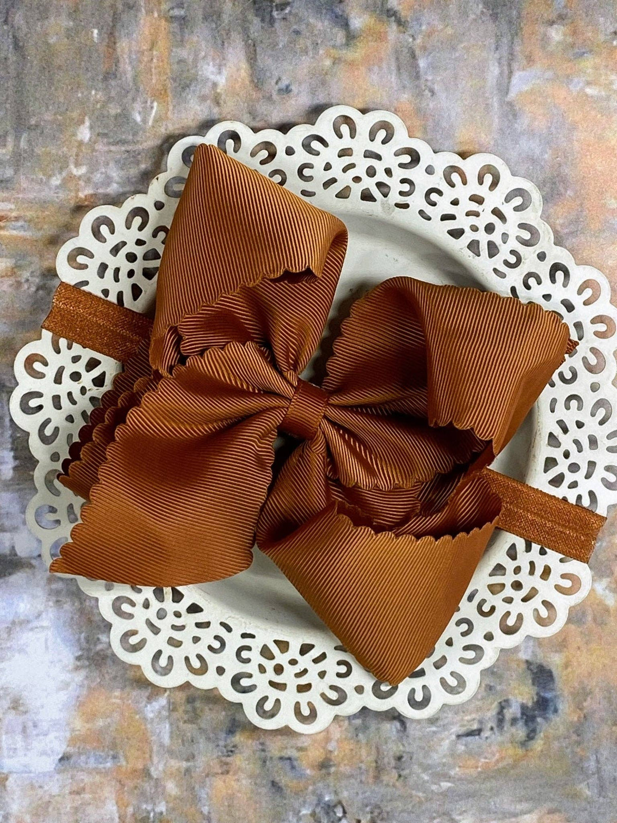 5.5" Oversize Scalloped Hair Bow | Clip or Headband