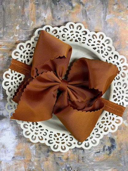 5.5" Oversize Scalloped Hair Bow | Clip or Headband