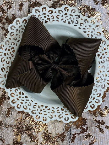 5.5" Oversize Scalloped Hair Bow | Clip or Headband