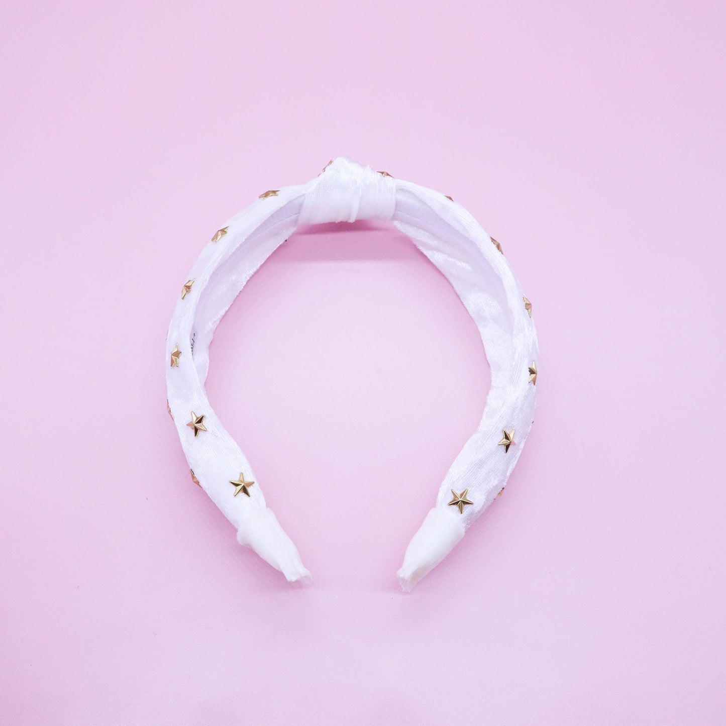 Kids Knot Headband - White Star Stud Velvet Hair Accessories