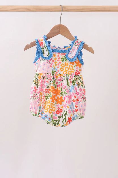 Summer Floral Print Ruffle Bubble