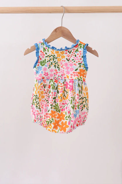 Summer Floral Print Ruffle Bubble