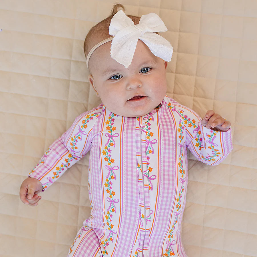 Bamboo Zipper Romper | Gingham & Flowers