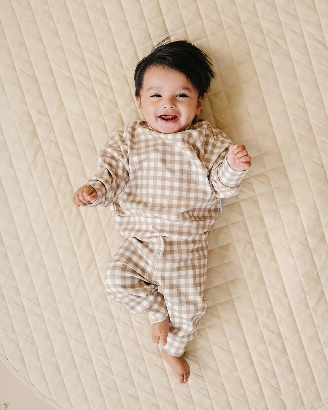 Jogger Set | Beige Gingham