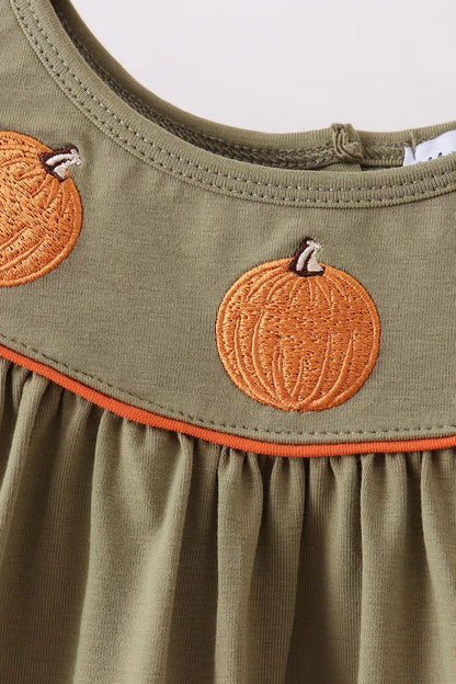Olive Pumpkin Ruffle Pants Set