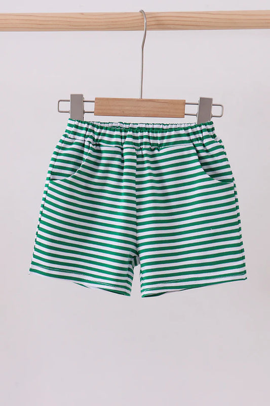 Green & White Striped Shorts