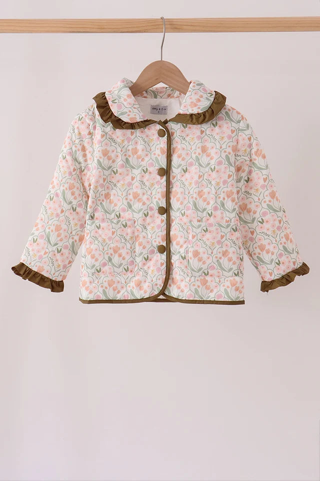 Sage Floral Ruffle Jacket