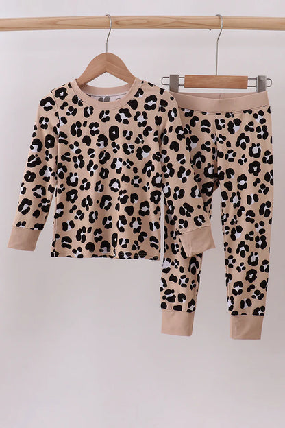 Brown Leopard Bamboo Pajamas Set
