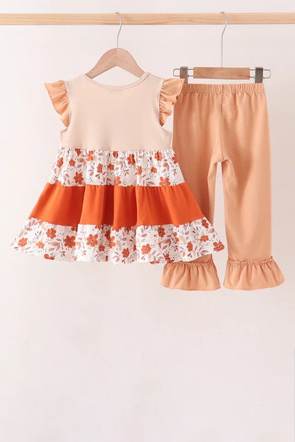 Floral Pumpkin Ruffle Pants Set