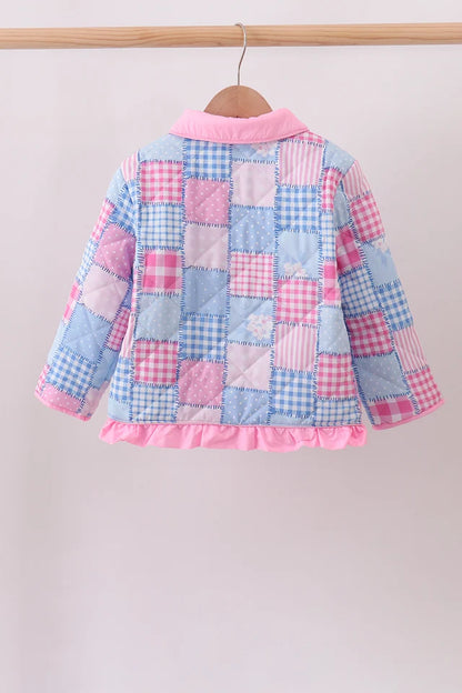 Pink & Blue Patchwork Ruffle Jacket