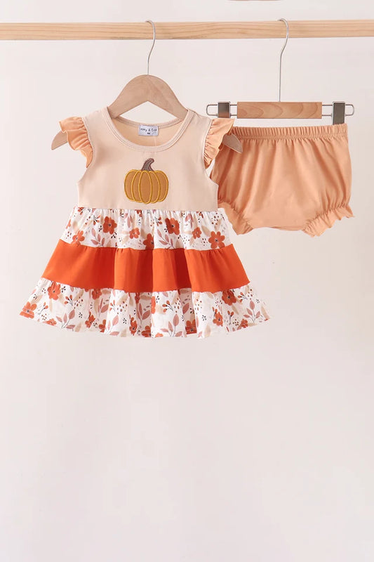 Floral Pumpkin Ruffle Bloomer Set