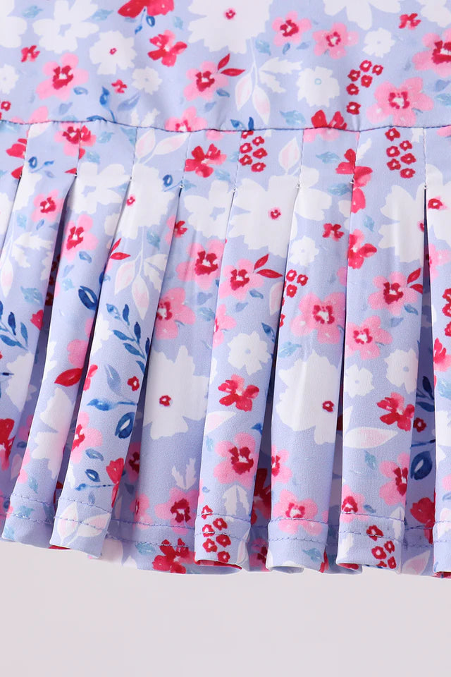Blue Floral Print Skort